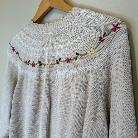 Northern Reflections VTG Floral Crochet Knit Ornate Brass Buttons Cardi Sweater - Picture 7 of 15